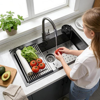 Kitchen Sink, 304 Stainless Steel Sink, Single Bowl, Drop In Kitchen Sink with Complete Accessories, Perfect for Homes, Apartments, and Modern Kitchens in All Settings(Gunmetal, 30 * 18 in)