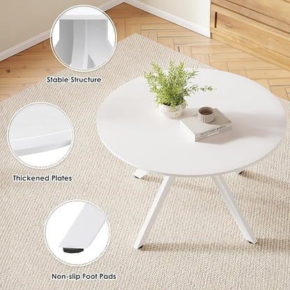 47" Solid Wood Island Table, Rustic Dining Table with Sturdy X-Base, Farmhouse Dining Table with Scratch-Resistant Pads for Dining Room & Kitchen, White
