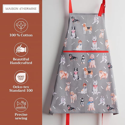 Maison d' Hermine 100% Cotton Apron for women with Pocket Kitchen Chef Apron for Men Cooking Mothers Day Gifts