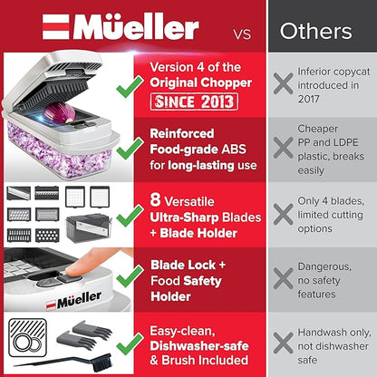 Mueller The Real Original Pro Chopper since 2013 Vegetable Chopper Mandoline Slicer, 8 Blade Food Veggie Chopper Onion Vegetable Cutter with Container, Kitchen Gadgets & Essentials, (10 in 1)