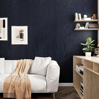 WESTICK 393" x 15.8" Wood Contact Paper Peel and Stick Countertops Waterproof Wood Wallpaper Textured Navy Wooden Wallpaper Self Adhesive Wood Look Contact Paper for Cabinets Desk RV Counter Cover