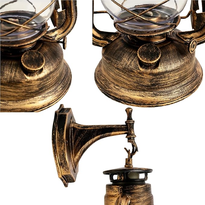 Rustic Wall Sconce Lantern Light, Western Light Fixtures, Vintage Wall Lamp, Farmhouse Wall Light Fixtures, Indoor Old Fashioned Lantern for Hallway Farmhouse Loft (Brass, 1pc)
