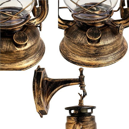 Rustic Wall Sconce Lantern Light, Western Light Fixtures, Vintage Wall Lamp, Farmhouse Wall Light Fixtures, Indoor Old Fashioned Lantern for Hallway Farmhouse Loft (Brass, 1pc)