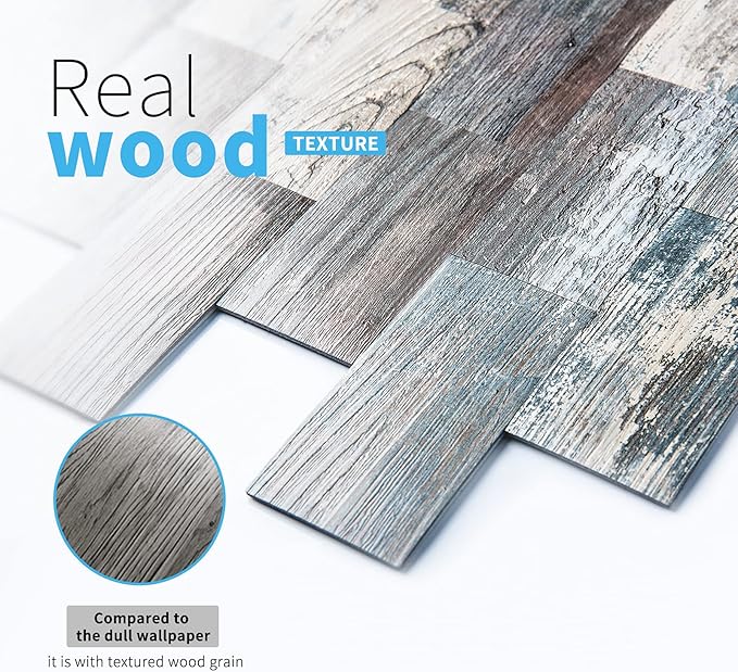 Art3d 10-Sheet Peel and Stick Backsplash PVC Wall Tile, Stickon Tile for Kitchen Backplash, Bathroom Vanities, Fireplace Decor, Laundry Table, Stair Decals in Spruce Grey Rustic, Plastic-Sheets