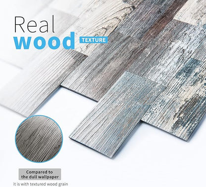 Art3d 10-Sheet Peel and Stick Backsplash PVC Wall Tile, Stickon Tile for Kitchen Backplash, Bathroom Vanities, Fireplace Decor, Laundry Table, Stair Decals in Spruce Grey Rustic, Plastic-Sheets