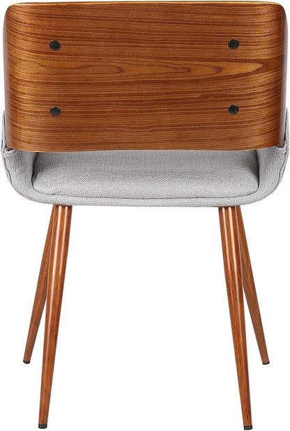 Armen Living Panda Mid-Century Dining Chair Walnut Finish and Gray Fabric