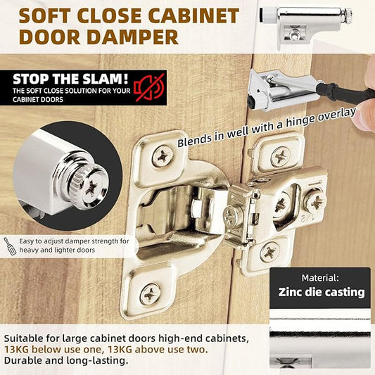 10 Pcs Soft Close Cabinet Door Damper, Soft Close Dampers for Cabinet Doors/Wardrobe/Kitchen/Bookcases, Hydraulic Cabinet Buffer Damper, Silent Door Closing, with self-Closing Mechanism