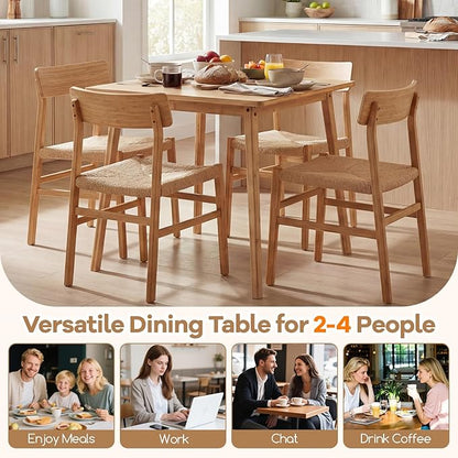 Giantex 27.5-Inches Bamboo Dining Table for 2-4, Square Dinner Tables with Non-Slip Foot Pads, Farmhouse Small Kitchen Table for Dining Room, Living Room, Dinette, Apartment (Square)