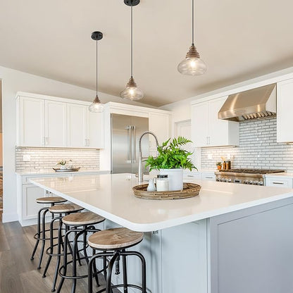 KSANA Pendant Lights Kitchen Island, 1-Light Farmhouse Kitchen Pendant Lighting Over Island, 7.5'' Rustic Wood Pendant Light Fixtures with Clear Glass Shade