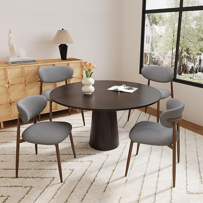 MALOL Upholstered Dining Room Chairs Set of 6, Kitchen Chairs with Metal Legs and Anti Slip Pads, Curved Back Dining Chair for Home and Restaurant Use, Light Grey