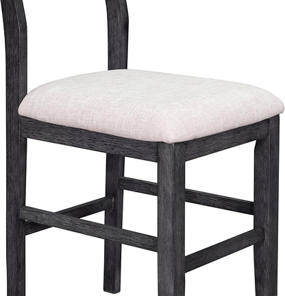 VilroCaz Farmhouse Counter Height Dining Table Set for 4, Wooden 5-Piece Kitchen Dining Room Pub Bar Table Set, 47'' Rectangular Dining Table and 4 Upholstered Stools for Small Places (Gray-H)