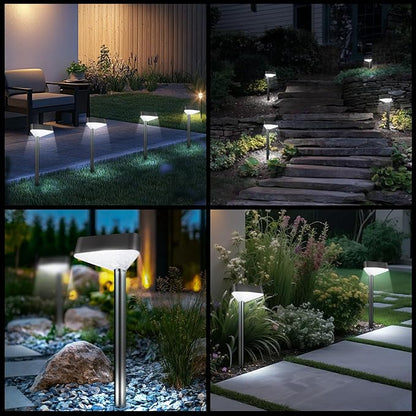 8 Pack Solar Pathway Lights Outdoor, Bright LED Solar Landscape Lights, Waterproof Solar Garden Lights for Yard, Patio, Walkway, Lawn, Driveway(Cold White, 8 Pack)