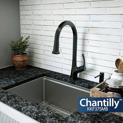 Karran Chantilly Touchless KKF375 Single Handle Pull Down Sprayer Kitchen Faucet in Matte Black