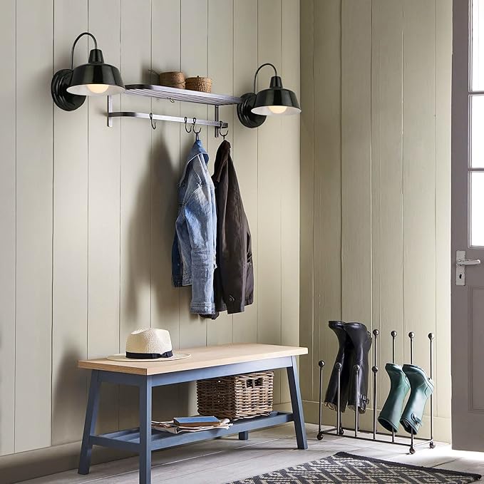 Design House Mason Farmhouse Gooseneck Barn Light, Outdoor Exterior Porch or Patio Wall Light Fixture, Satin Black, 8 Inch Diameter, 1-Pack, 579367
