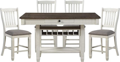 Lexicon Saratoga 5-Piece Counter Height Dining Set, Rosy Brown/Antique White