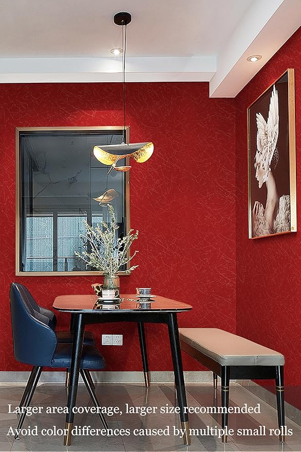 Safiyya Wallpaper Red Silk Peel and Stick Wallpaper Textured Red Contact Paper Removable Solid Color Decorative Self Adhesive Wall Paper Vinyl Rolls 118"x 17.3"