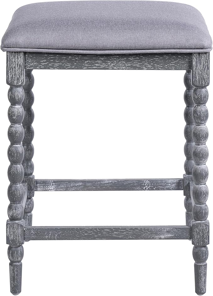 Harper & Bright Designs 26''Counter Stools,Set of 4 with Upholstered Seat, Solid Acacia Wood Frame, Foam-Padded Seat, Open Airy Design for Kitchen Island and Bar, Gray