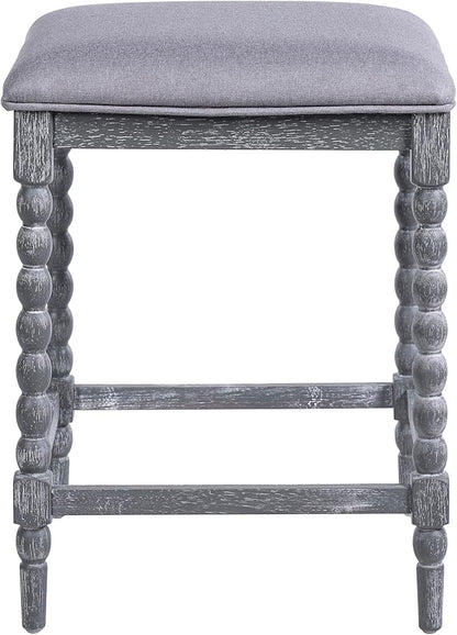 Harper & Bright Designs 26''Counter Stools,Set of 4 with Upholstered Seat, Solid Acacia Wood Frame, Foam-Padded Seat, Open Airy Design for Kitchen Island and Bar, Gray