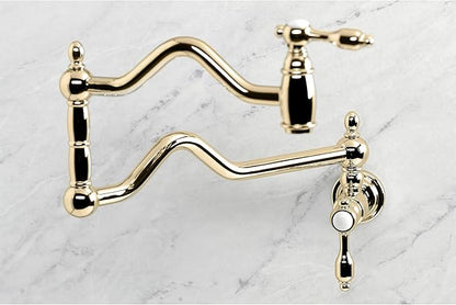 Kingston Brass KS2102TAL Tudor Pot Filler, Polished Brass, 24.13 x 2.19 x 12