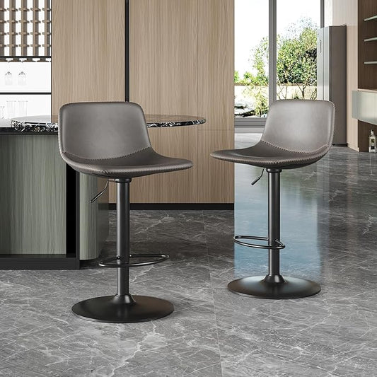 Adjustable Bar Stools Set of 2, Swivel Bar Stools, Bar Height Stools with Back Support Counter Height Bar Chairs Pu Leather Bar Stool for Kitchen Island Rustic Bar stools