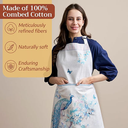 Maison d' Hermine 100% Cotton Apron for women with Pocket Kitchen Chef Apron for Men Cooking Mothers Day Gifts