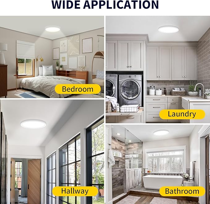 mw 4 Pack 16 Inch Flush Mount Ceiling Light, 30W, 5CCT 2700K/3000K/3500K/4000K/5000K, Dimmable Ultra Slim Modern LED Ceiling Light, Damp Location for Bedroom, Kitchen, Laundry Room, ETL Listed