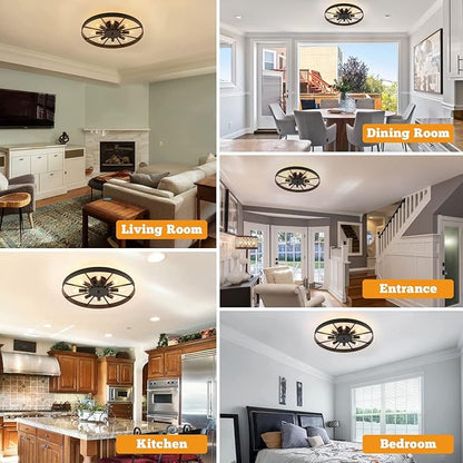 Ceiling Light Fixture Flush Mount Ceiling Lamp Black Farmhouse Chandelier Industrial Rustic Light fixtures Pendant Lighting 8-Light E12 Kitchen Lighting