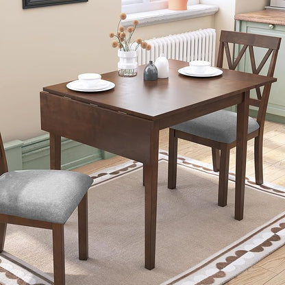 Ball & Cast 29~45" Extendable Dining Room Table, Farmhouse Space-Saving Wooden Folding Tables, Kitchen Island Foldable Breakfast Dinner-Table with Drop Leaf & Wood Legs for Small Place, Brown