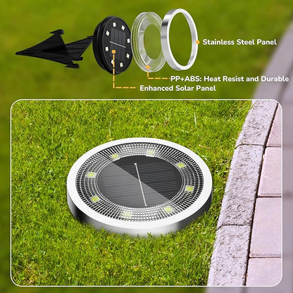 INCX Solar Ground Lights, 24 Pack Solars Light Outdoor Waterproof, Solar Garden Lights Landscape Lighting for Patio Pathway Lawn Yard Deck Driveway Walkway, Cold White