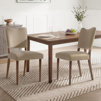 KISLOT Upholstered Dining Chairs Set of 6, Modern Velvet Kitchen Chairs with Solid Wood Legs, High Back Wooden Dining Room Chairs with Dark Walnut Color Legs for Farmhouse Kitchen Dining Room, Brown
