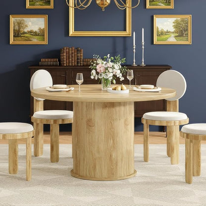Farini 43" Round Dining Table for 4-6,Modern Kitchen Room Table with Wood Top & Sturdy Metal Base,Natural
