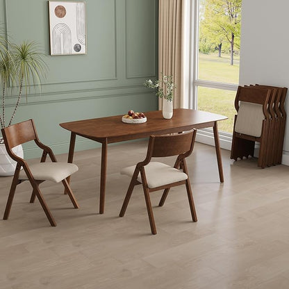 YOPTO Folding Wooden Chairs Set of 2 with Padded Seat,Portable Dining Chairs W/Ergonomically Designed Back and Cushion,for Dining Room,Restaurant,Kitchen,Office