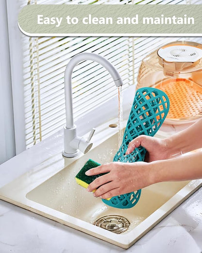 2 Pack Silicone Sink Protector for Kitchen Sink, Trellis Pattern 12 x 11" Sink Grid Mat Silicone Protectors, Center Drain, Green
