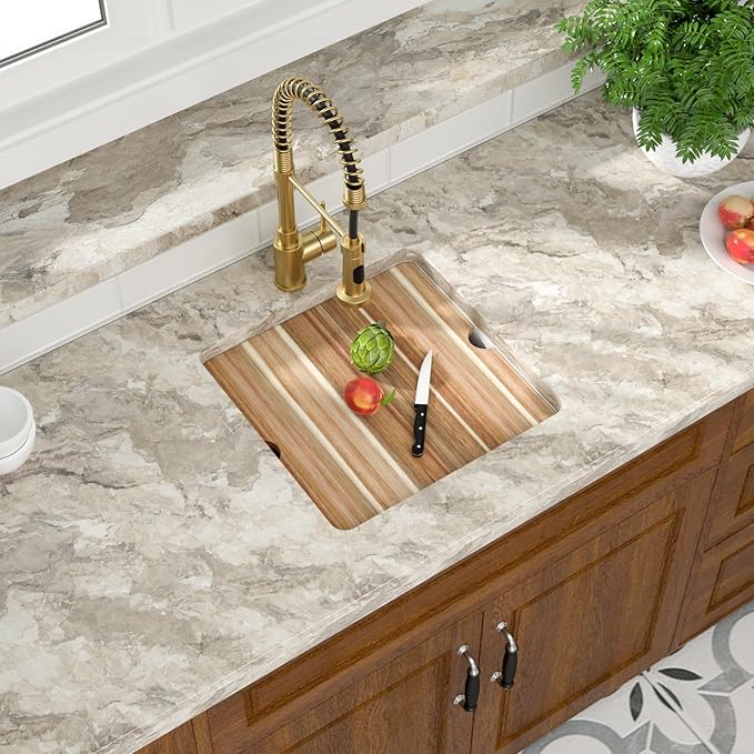 Mocoloo 18 Inch White Undermount Granite Composite Kitchen Bar Sink - 18 x 18 Matte White Ledge Workstation Kitchen Sinks, Composite Quartz Single Bowl Under Counter Bar Prep Rv Sink Basin