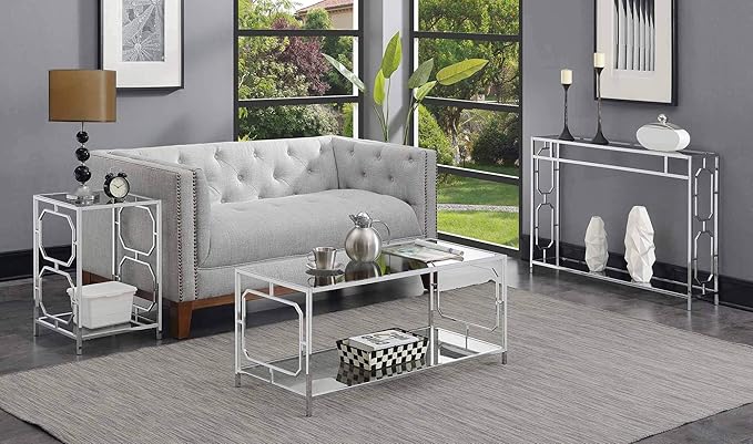 Convenience Concepts Omega Chrome Coffee Table, Clear Glass / Chrome Frame