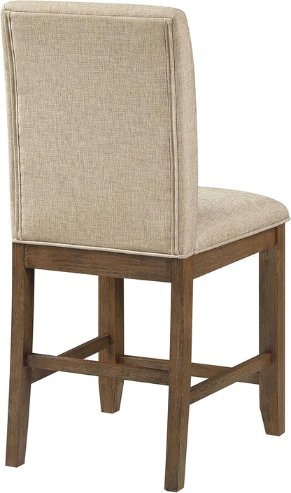 Steve Silver Furniture Garland Counter Chairs, Set of 2 Chairs, 24-Inch Seat Height, 100% Polyester Fabric, 300lb Capacity, Kitchen Island, Dining Room, 23.5" L x 20" W x 47.3" H, Sand