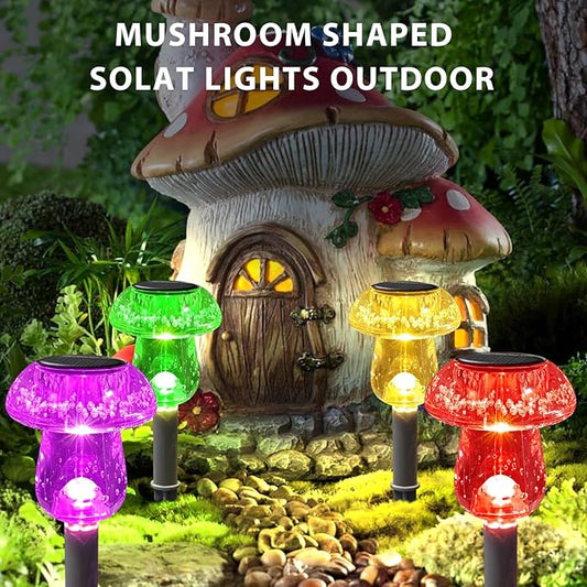 Benany Solar Lights Outdoor, 16 Pack Mushroom Lights Outside Waterproof, Solar Powered LED Lighting for Garden, Yard, Landscape, Path, Pathway, Lawn, Walkway, Driveway, Backyard Decor (Multicolor)