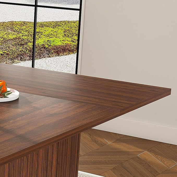 Modern Rustic Farmhouse Dining Table with Storage Base, 78-Inch Long Rectangular MDF Kitchen Table, Space Saving Sturdy Frame Construction Easy Assembly,DiningTable