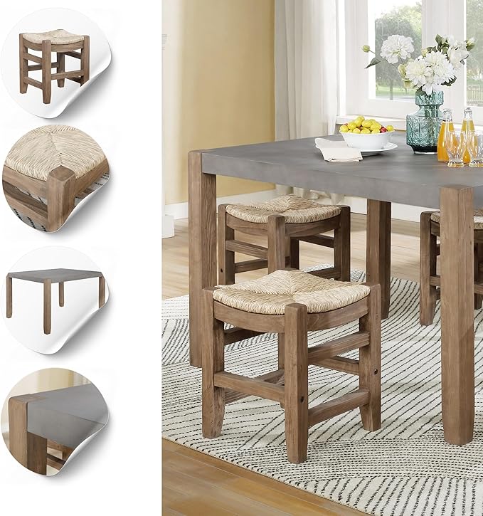 Alaterre Furniture Newport Dining Table Set, Concrete Gray