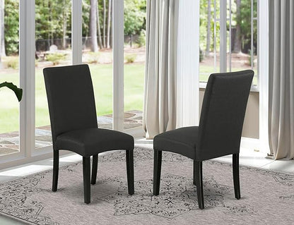 East West Furniture DRP1T24 Driscol Parson Chairs - Black Color Linen Fabric Padded Dining Chairs, Set of 2, Black