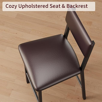 GarveeHome Bar Stools Set of 4 with Back & Footrest, Upholstered Counter Stools with Thickened Metal Legs, 24.8 Inches Counter Height Barstools, for Kitchen Island, Bar, Brown