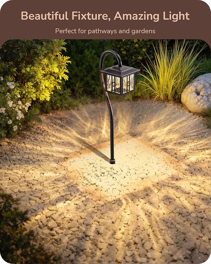 EDISHINE Low Voltage Landscape Lighting, 3W 185LM Oil-Rubbed Bronze Outdoor Landscape Path Lights, Low Voltage Pathway Lights for Garden Driveway, Die-Cast Aluminum, 50,000H, 12-Pack