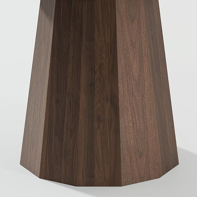 Casaphoria 60" Round Dining Table, Modern Wood Kitchen Table with Cone Shaped Strip Polygonal Base for Living Room & Dining Room, Easy Assembly Farmhouse Furniture for 4-6, Walnut