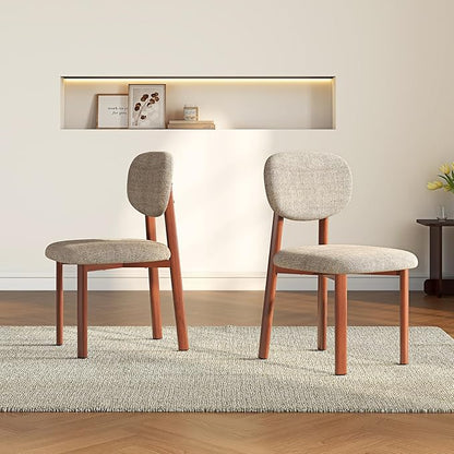 Modern Dining Room Chairs Set of 2 Upholstered Kitchen & Dining Chairs with Metal Legs for Dining Room Kitchen Living Room, Brown/Walnut Linen