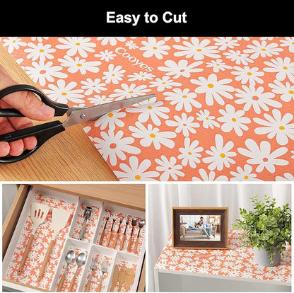 Cooyes Shelf Liner – Premium Non-Adhesive Cabinet & Drawer Liner for Kitchen – Waterproof Shelf Paper with Modern Pattern – Durable EVA Cabinet Mat – Easy to Cut （17.5" W x 78.7" L）