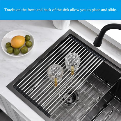 33 Inch Double Bowl Drop In Kitchen Sink Workstation Black - VOKIM 33 x 22 Inch Drop In sink Stainless Steel 16 Gauge 10 Inch Deep Double Bowl Sink