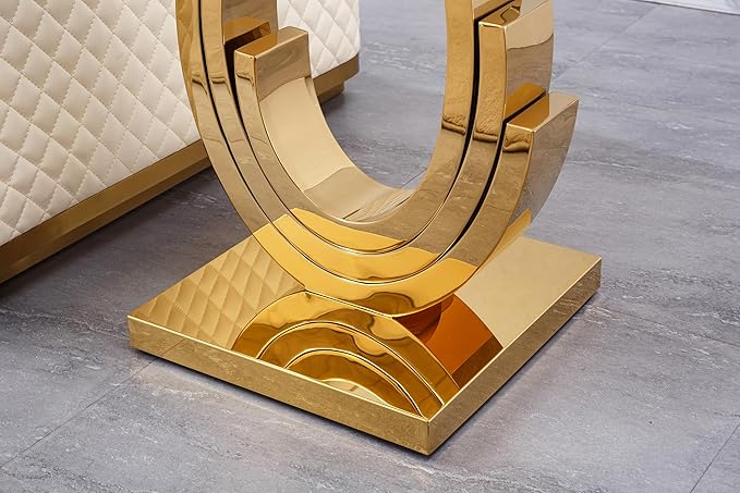 Modern Glass End Table, 22.8" Sofa Side Table with Gold Stainless Steel Frame and Clear Glass Top, Cocktail Tea Table, Square End Table Bedside Table Nightstand for Home Office