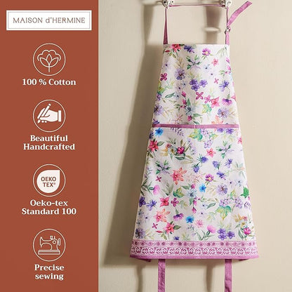 Maison d' Hermine 100% Cotton Apron for women with Pocket Kitchen Chef Apron for Men Cooking Mothers Day Gifts