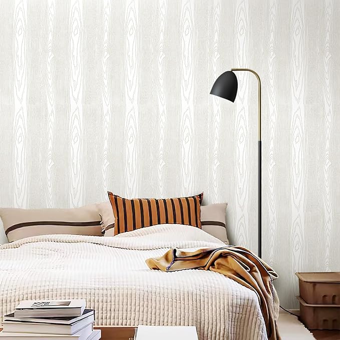 Yun-aeon Light White and Silver Wood Contact Paper 17.3"x120" Rustic Wooden Peel and Stick Wallpaper Removable Self-Adhesive Wallpaper Wood Grain Contact Paper for Countertops Cabinets