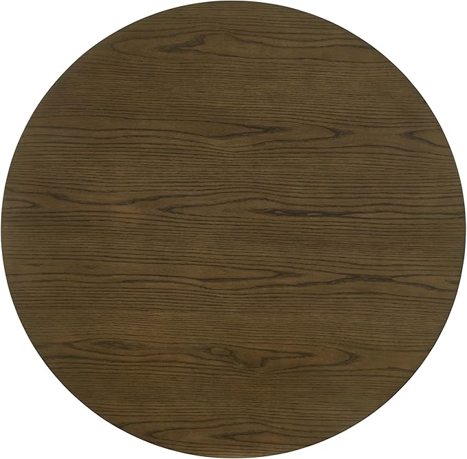 Round Height Dining Table Rich Brown Finish Kitchen Table with Angular Legs and Open Lower Storage Shelf Dining Table Practical